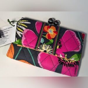 Vera Bradley Floral Kisslock Wallet - Pink, Orange, Green